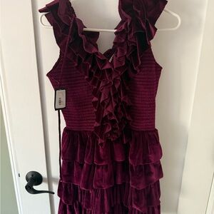 Love the label Elegant Burgundy Ruffle Mini Dress